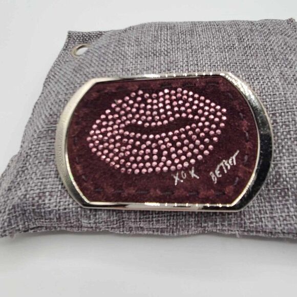 Betsey Johnson Pink Lip Stud Mauve Suede Belt Buckle main image 5
